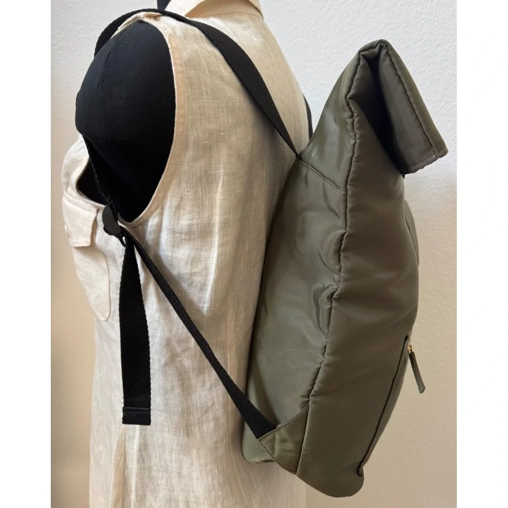 Jean Paul Gaultier Olive Green Black Roll-Top Backpack Orange Interior